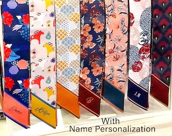 Personalized Satin Skinny Scarf: Handbag Handle Wrap, Neck Scarf