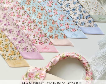 Shabby Chic Satin Silk Handbag Scarf: Dainty Flower Purse Wrap