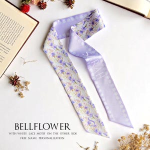 Bellflower Scarf | Personalized handbag scarf | Handbag scarf | Skinny scarf | Flower Theme skinny scarf | Handbag handle wrap