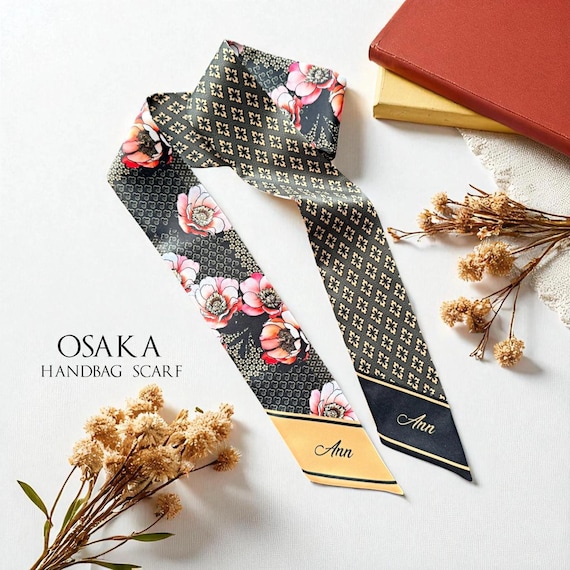 Floral Osaka Handbag Scarf: Personalized Handbag Handle Wrap