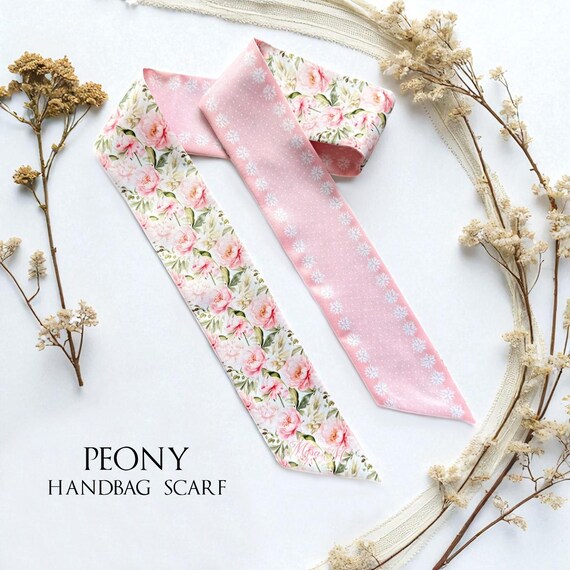 Peony Handbag Scarf: Floral Handbag Handle Wrap