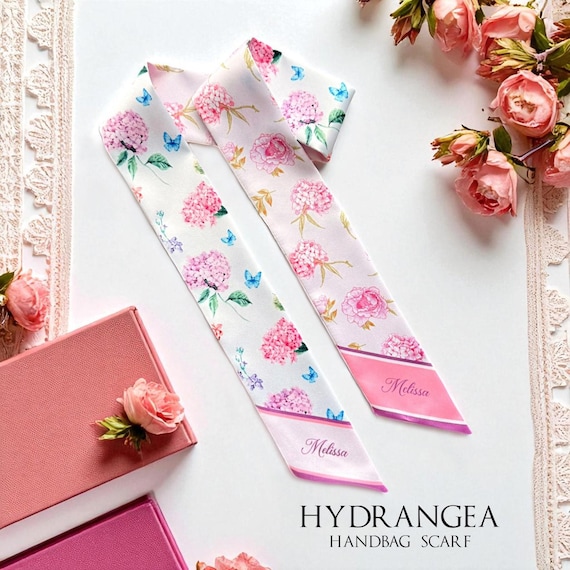 Hydrangea Skinny Scarf: Personalized Handbag Handle Wrap