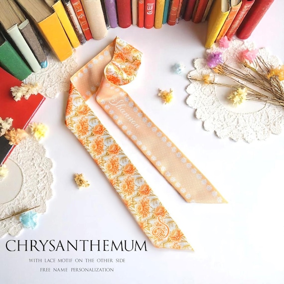 Chrysanthemum Satin Scarf: Personalized Handbag Handle Wrap