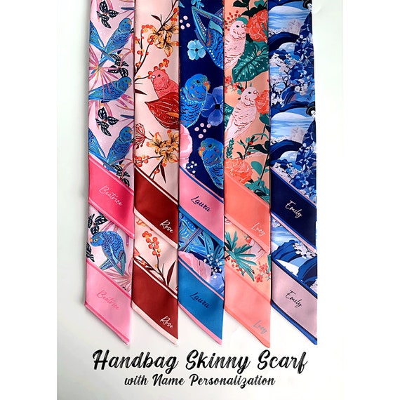 Personalized Satin Skinny Scarf: Handbag Handle Wrap, Neck Scarf