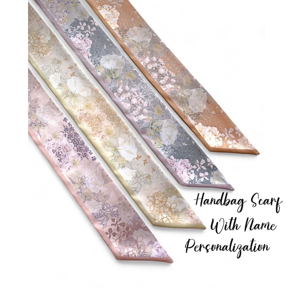 Personalized Floral Satin Handbag Scarf: Handle Wrap