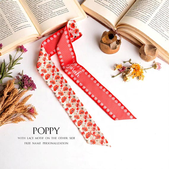 Poppy Flower Handbag Scarf: Personalized Handbag Handle Wrap