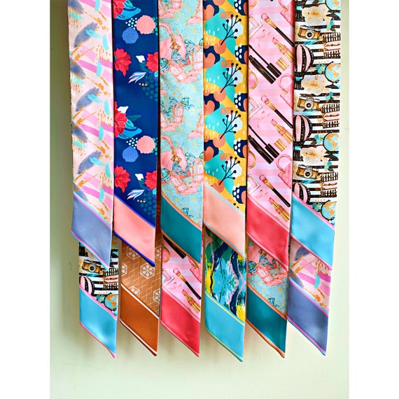 Satin Handbag Scarf: Skinny Neckerchief, Purse Handle Wrap