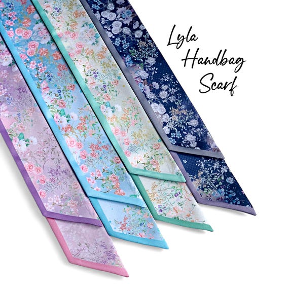 Personalized Floral Satin Handbag Scarf - Handle Wrap