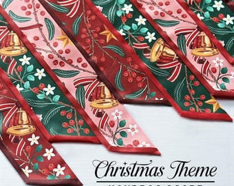 Christmas Handbag Scarf | Floral Satin Scarf, Personalized Gift