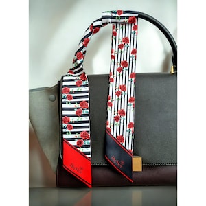 Bufanda de bolso personalizada / Bufanda de bolso / Bufanda larga y delgada / Bufanda de cuello / Bufanda delgada personalizada / Envoltura para asa de bolso