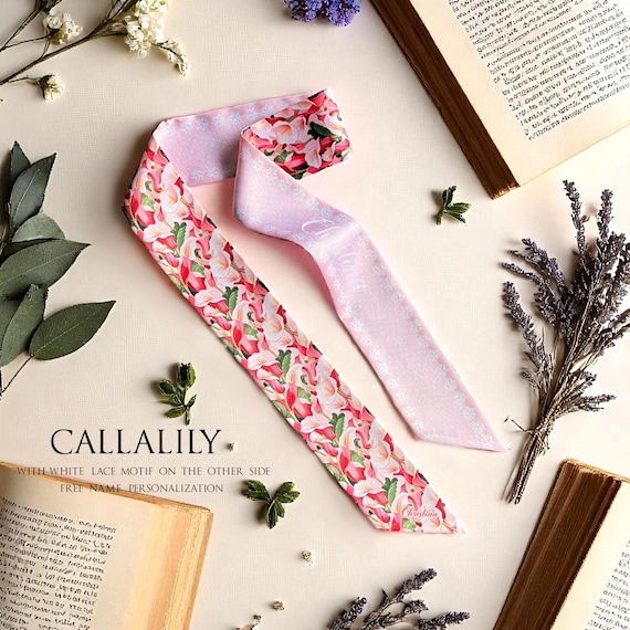 Calla Lily Satin Scarf: Personalized Handbag Handle Wrap