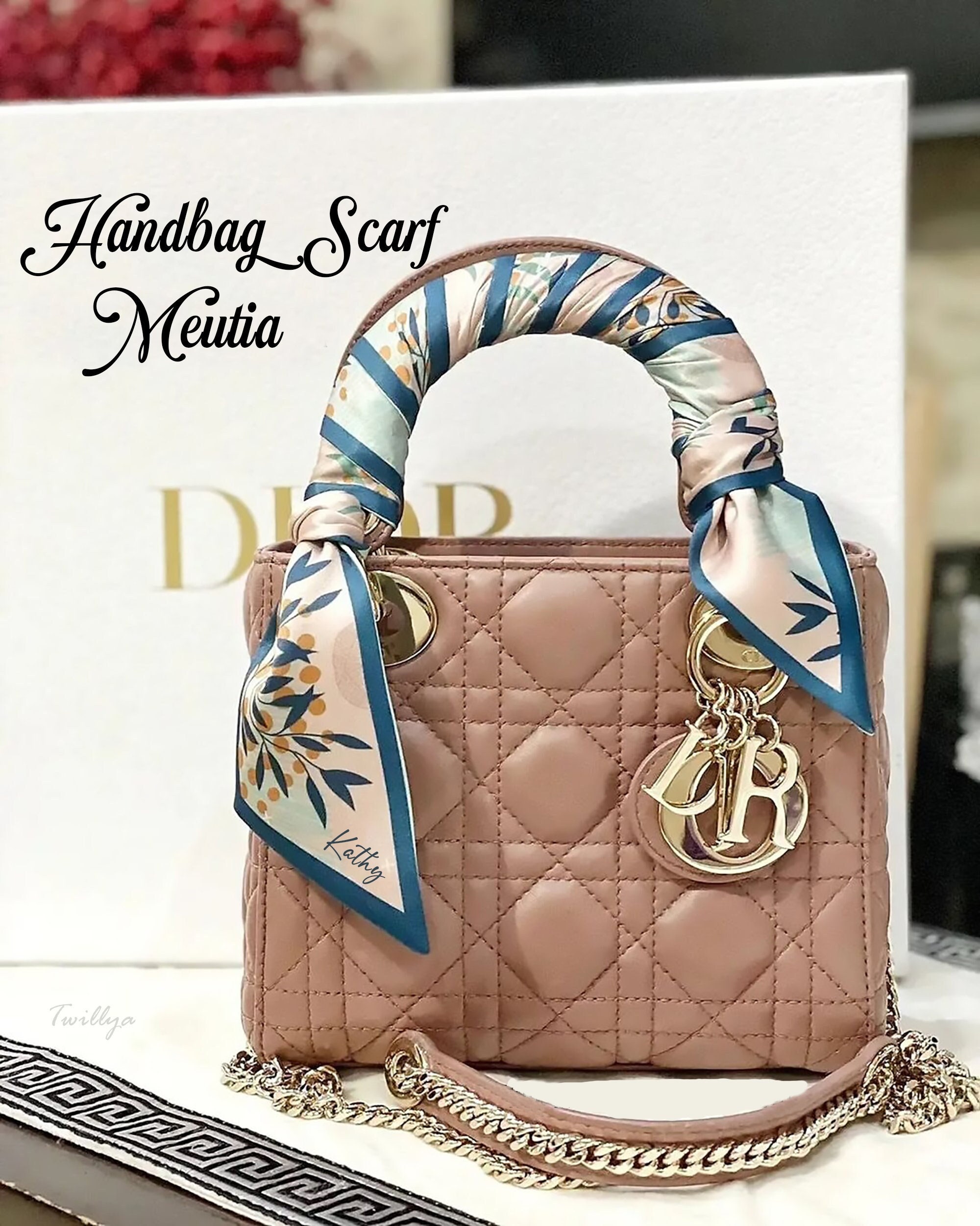 Mini Square Bag Geometric Pattern Twilly Scarf Decor Portable Leather Bag Holiday for Women Trendy,one-size