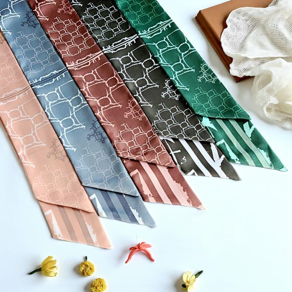 Personalized Abstract Satin Scarf: Handbag Handle Wrap, Hair Scarf
