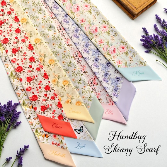Personalized Satin Silk Handbag Scarf: Shabby Chic Purse Wrap