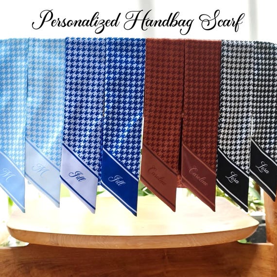Houndstooth Satin Skinny Scarf: Color Customizable Handbag Handle Wrap