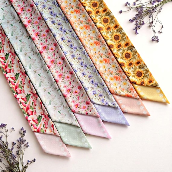 Floral Satin Skinny Scarf: Handbag Handle Wrap