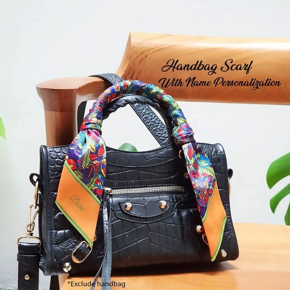 Personalized Satin Handbag Scarf: Long Skinny Scarf, Handle Wrap