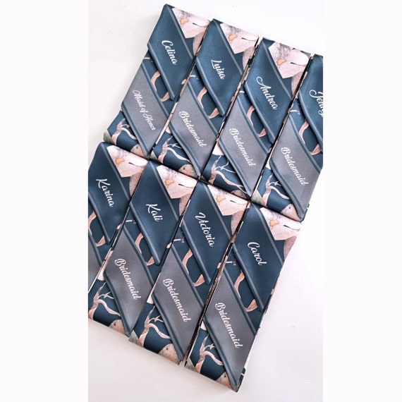 Personalized Satin Skinny Scarf | Bridesmaid Gift, Handbag Accessory