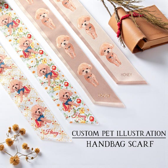 Custom Pet Portrait Purse Scarf: Personalized Handbag Accessory