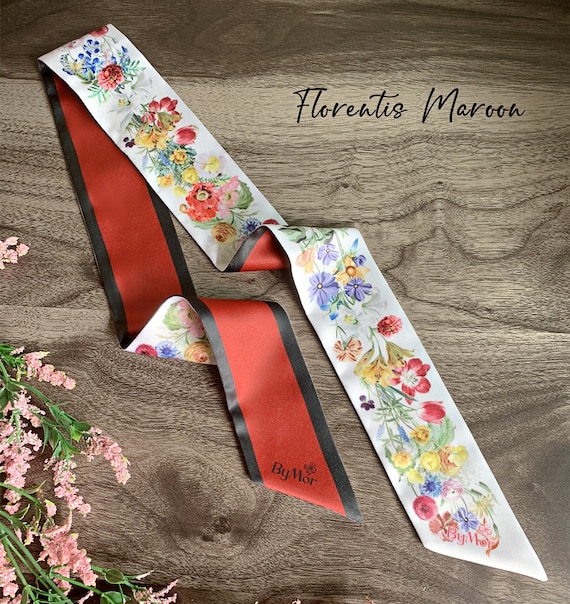 Satin Handbag Scarf: Skinny Neckerchief, Purse Handle Wrap