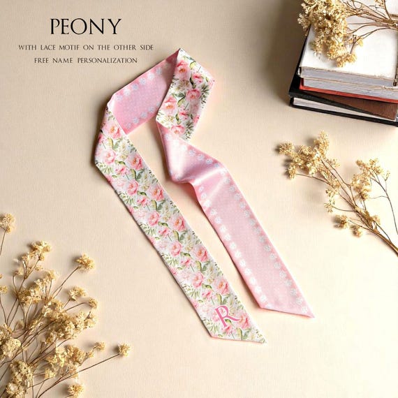 Personalized Peony Handbag Scarf: Floral Handbag Handle Wrap