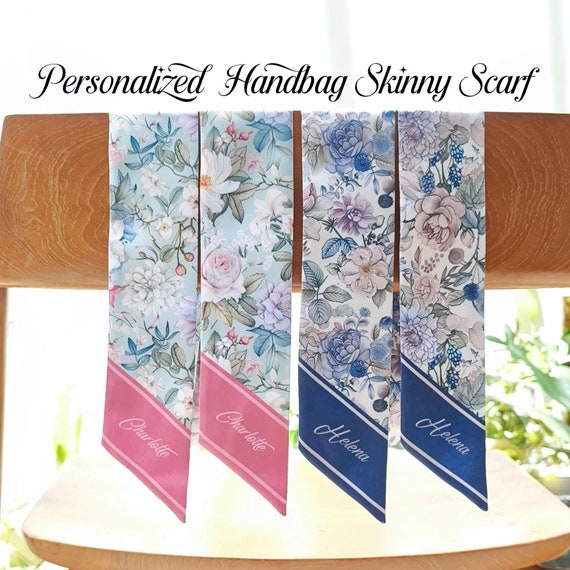 Personalized Satin Handbag Scarf: Floral Handle Wrap
