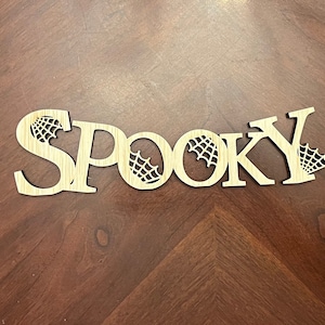 Unfinished spooky word, Halloween words, spooky word, Halloween decor, DIY, wreath making supplies, wood blanks, wood cutout