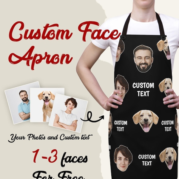 Personalized Faces Apron, Custom Photo Apron for Women and Men, Funny Crazy Face Kitchen Apron Personalized Kitchen Custom Picture Chef Gift