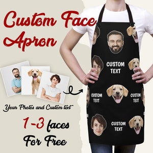 Personalized Faces Apron, Custom Photo Apron for Women and Men, Funny Crazy Face Kitchen Apron Personalized Kitchen Custom Picture Chef Gift