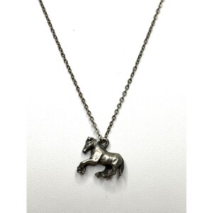 Horse Pendant Necklace In Silver-Tone On Delicate Chain With Lobster Clasp