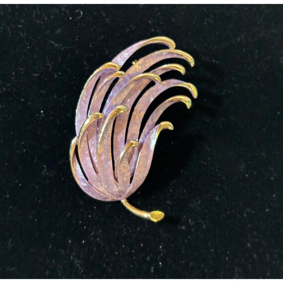 Vintage Gold-tone & Purple Enamel Feather Brooch Pin - Etsy  display picture 1