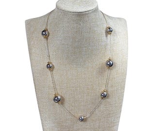 Anne Klein Gold-Ton & Silber-Ton Perlen-Halskette mit verstellbaren Karabinerverschluss