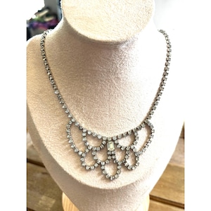 Vintage Rhinestone Bib Necklace Statement Piece