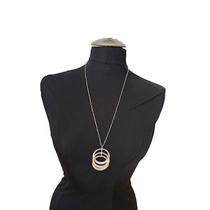 Silver-Tone Triple Circle Pendant Necklace With Lobster Clasp On Chain