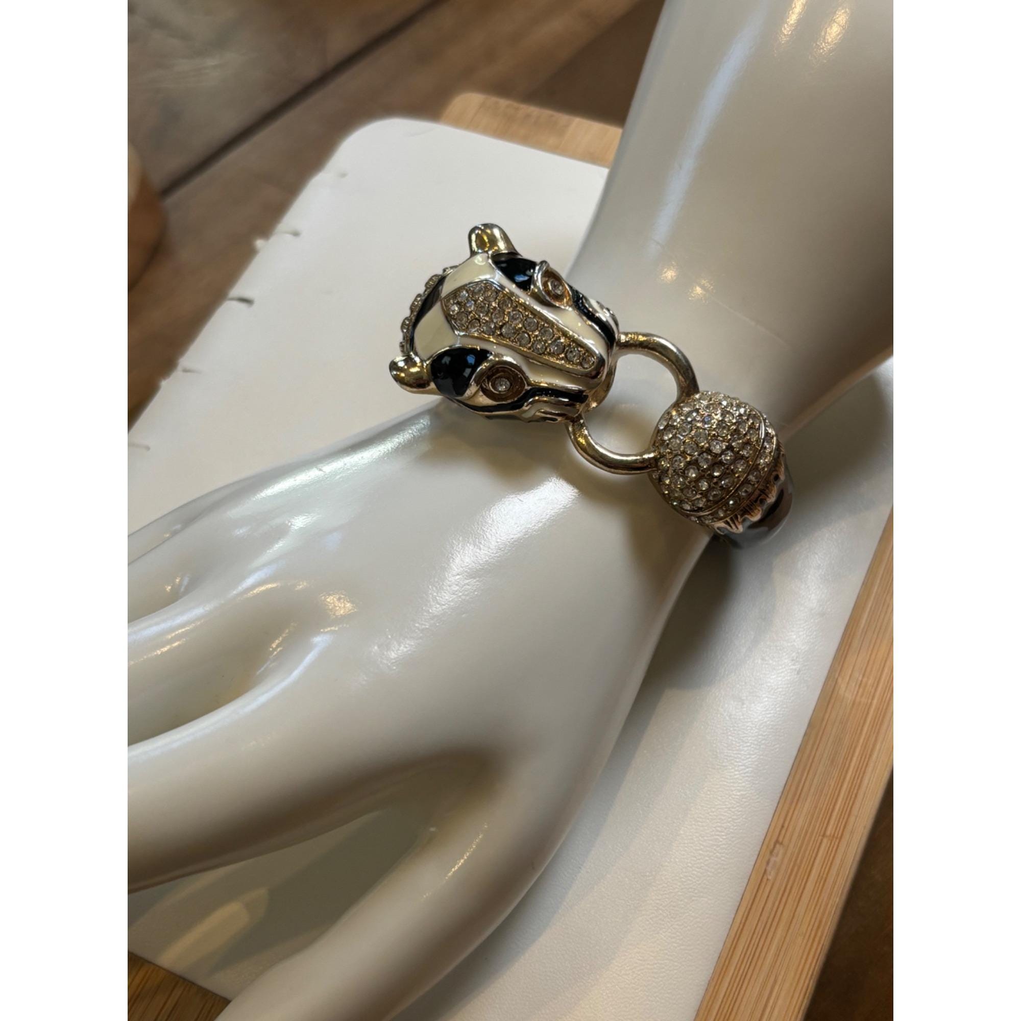 ヴィンテージシルバー＆エナメルパンサーバングルブレスレット - Etsy 日本