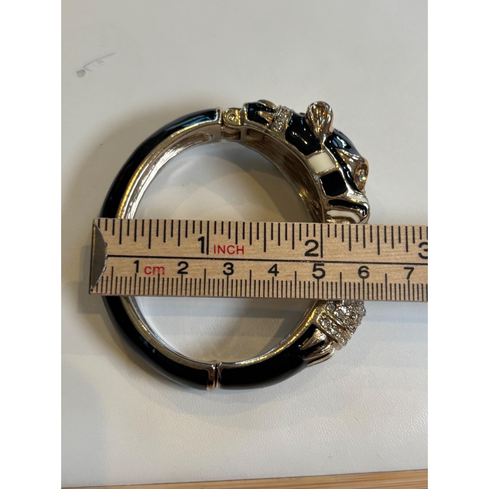 ヴィンテージシルバー＆エナメルパンサーバングルブレスレット - Etsy 日本