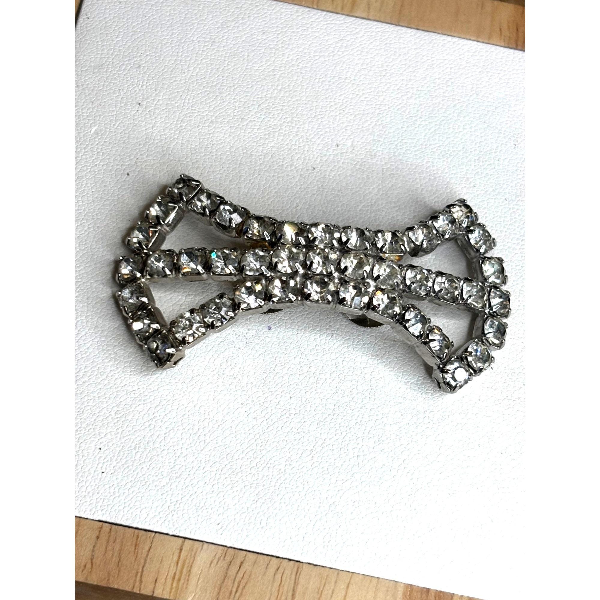 Vintage Single MUSI Silver-tone Rhinestone Bow Shoe Clip - Etsy