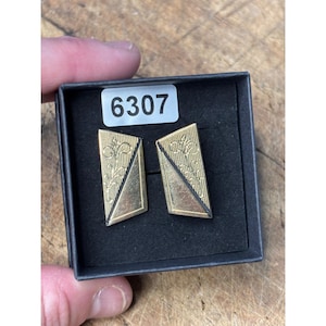 Vintage ANSON Cufflinks Square Detailed Dress Shirt Jewelry Goldtone