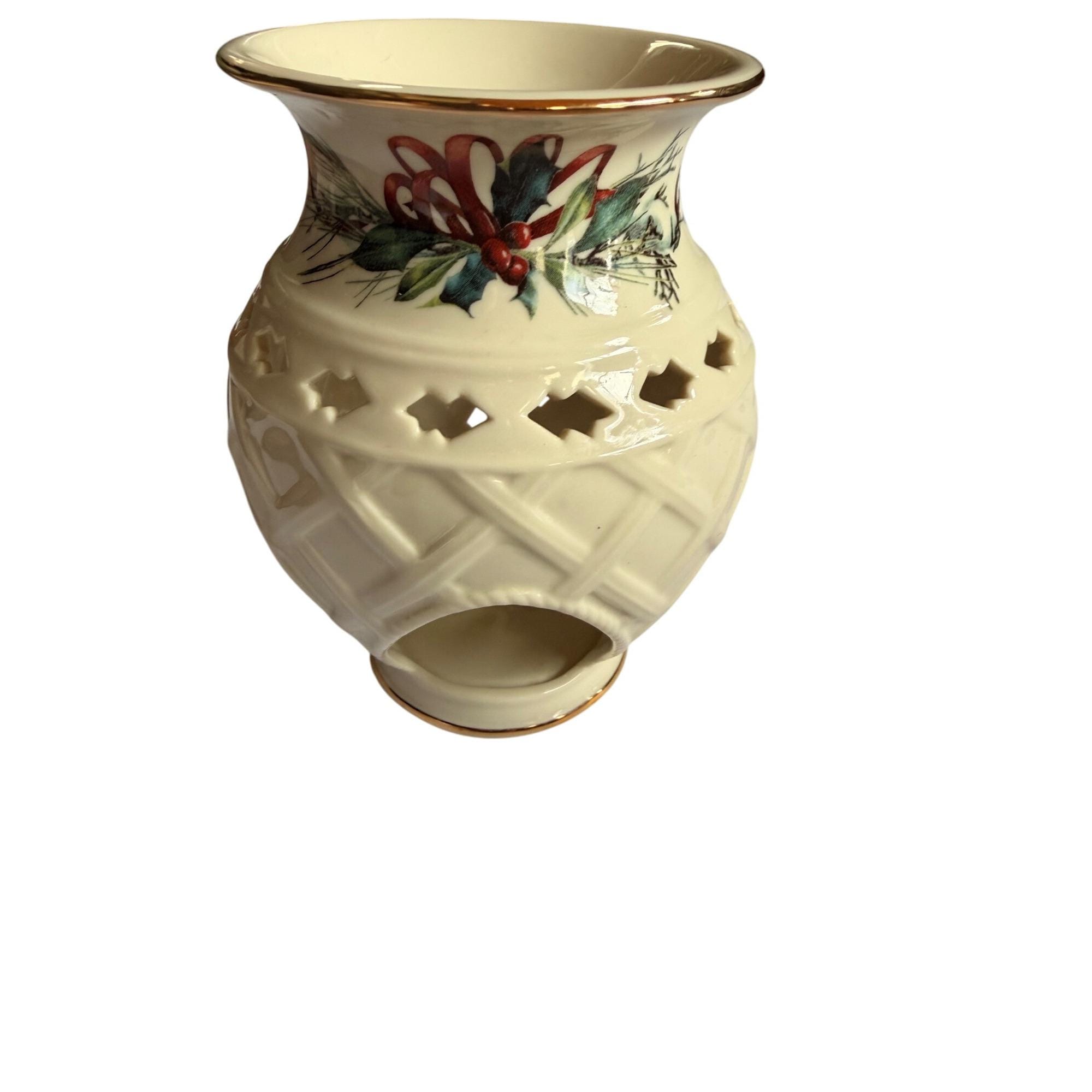 Lenox Winter Greetings Ivory & Gold Ceramic Candle Holder Vase - Etsy