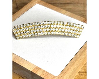 Made in France Gold Rhinestone Hair Clip, Elegant Design (3.5 inches)