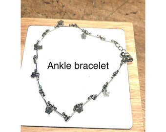 Silver Butterfly Charm Anklet With Adjustable Chain For Women