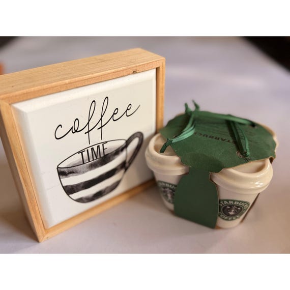 Starbucks Ceramic Mini Mug Ornament Set Of 4 With Original Packaging &  coffee sign gift set