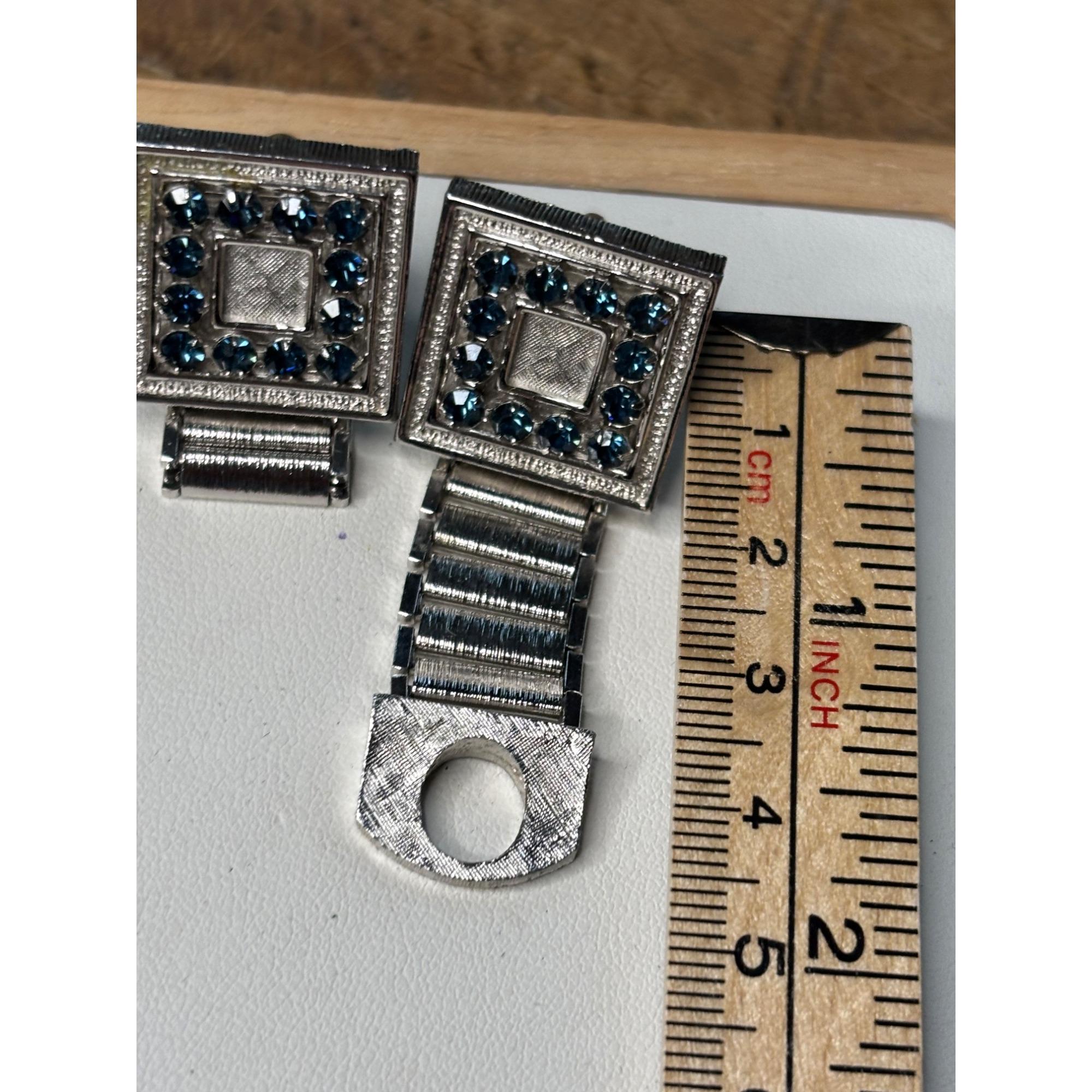 Boutons De Manchettes Vintage SWANK Avec Strass Violet - Occasion Très Bon état