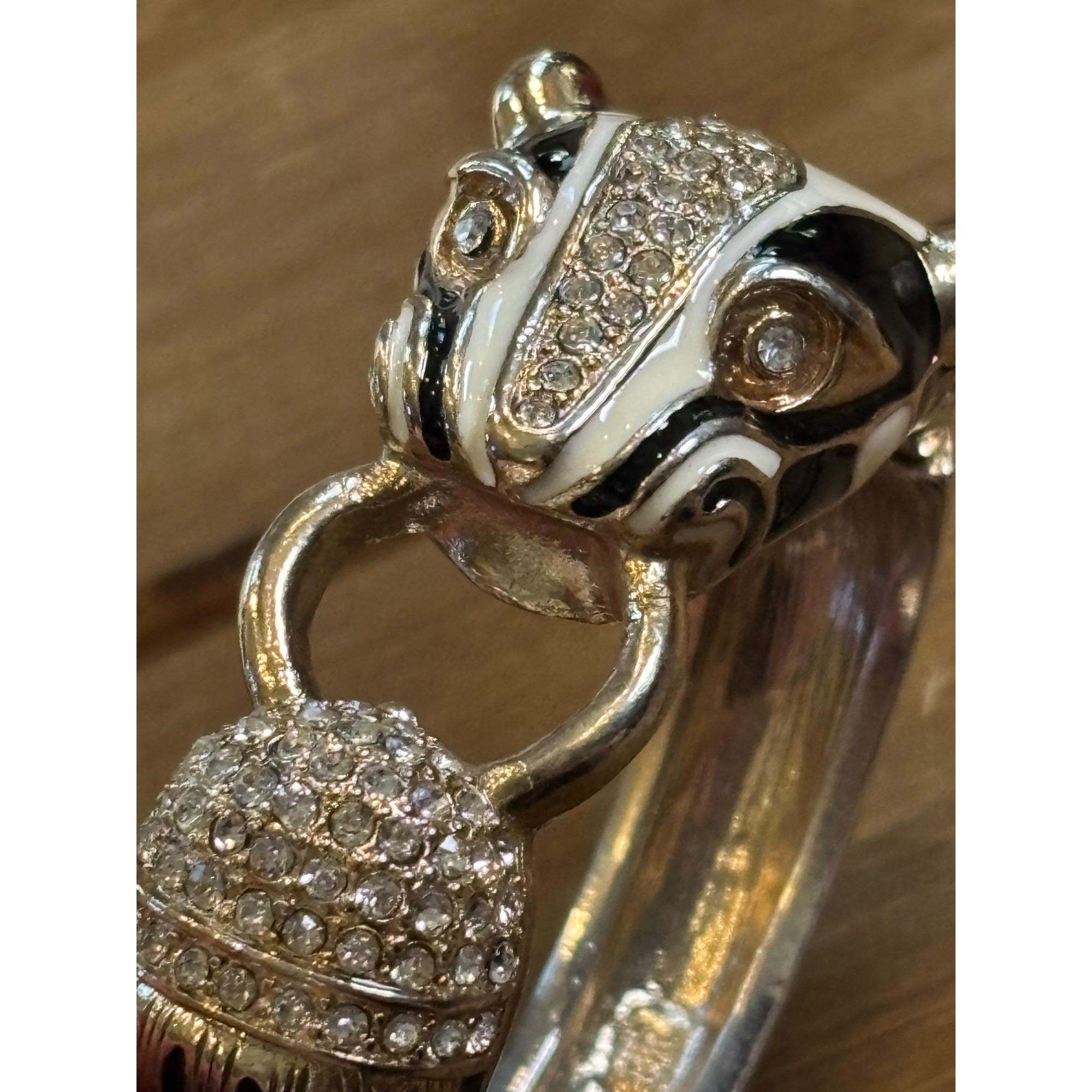 ヴィンテージシルバー＆エナメルパンサーバングルブレスレット - Etsy 日本