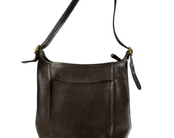 Vintage Coach Black Leather Shoulder Bag Purse With Adjustable