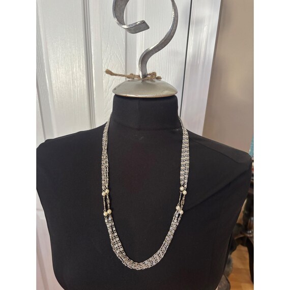 Pearl Mix Malti Chain Necklace （Silver） DY Madison Pearl Multi Row Chain Necklace in Sterling Silver