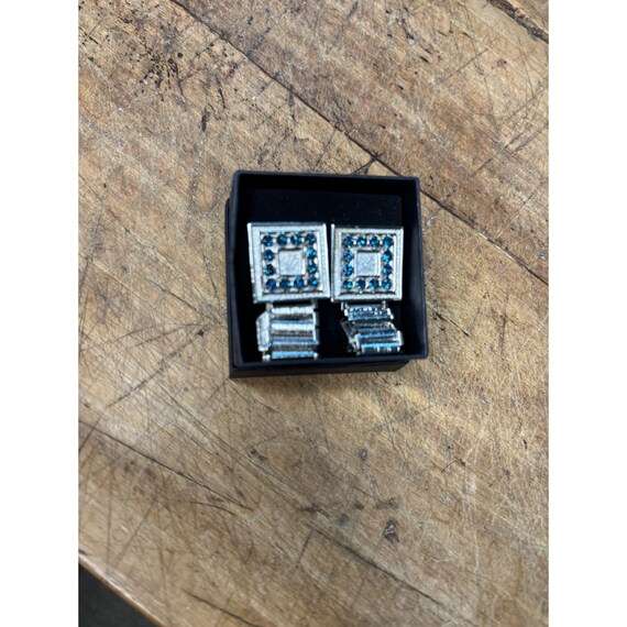 Boutons De Manchettes Vintage SWANK Avec Strass Violet - État Correct, Style Rétro