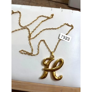 Gold Initial &quot;H&quot; Pendant Necklace