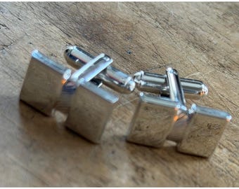 Silver Square Cufflinks With Ribbed Detail In Gift Box