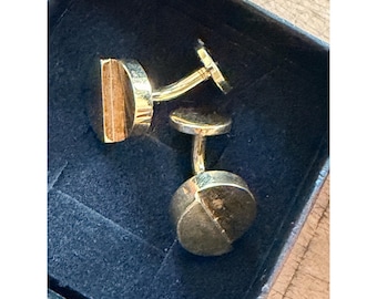 Gold & Silver Round Cufflinks With Textured Design In Black Box